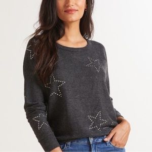 Chaser star stud black long sleeve top